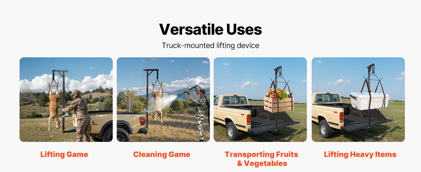 300 lbs Truck Hitch Game Hoist with Adjustable Height Winch-300lbs / United States