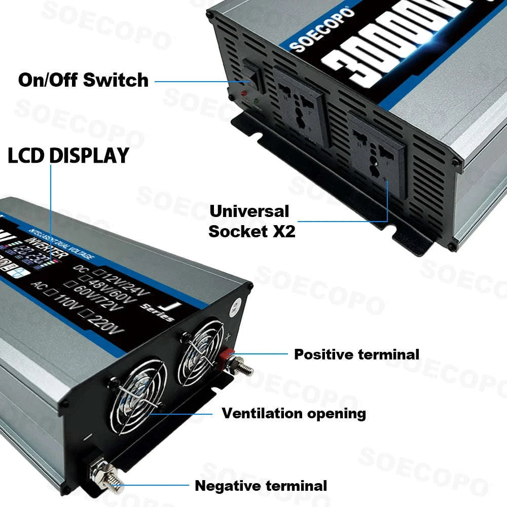 30000W Peak Solar Power Inverter 12V–72V to 110V/220V AC-12V 24V To 110V 60hz