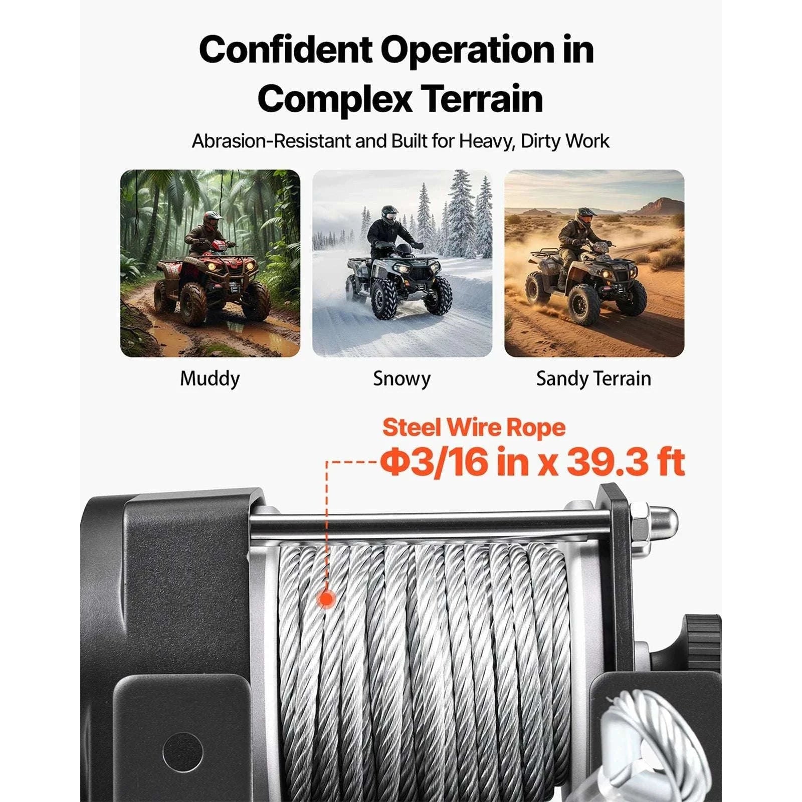 3000lb Electric ATV Winch 12V with Steel Rope & Wired Remote-3000lbs / United States