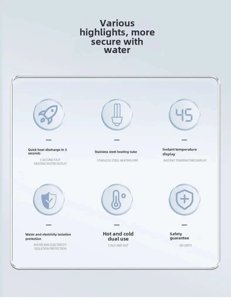 3000W Instant Hot Water Heater Faucet with Temperature Display-Default Title