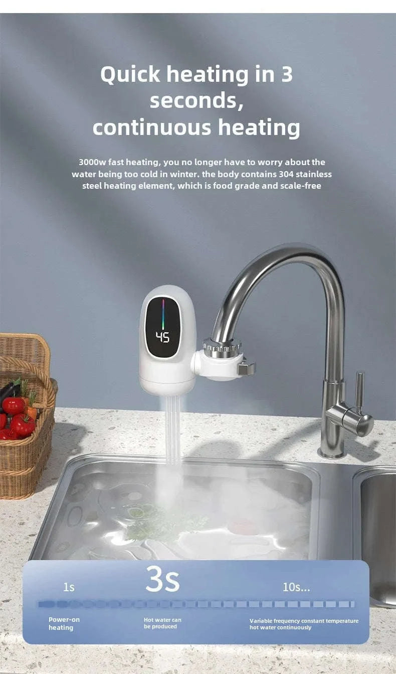 3000W Instant Hot Water Heater Faucet with Temperature Display-Default Title