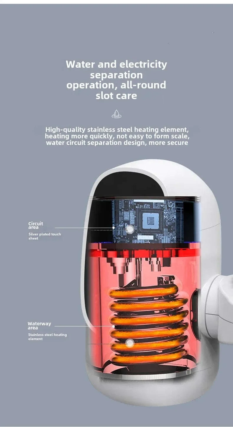 3000W Instant Hot Water Heater Faucet with Temperature Display-Default Title