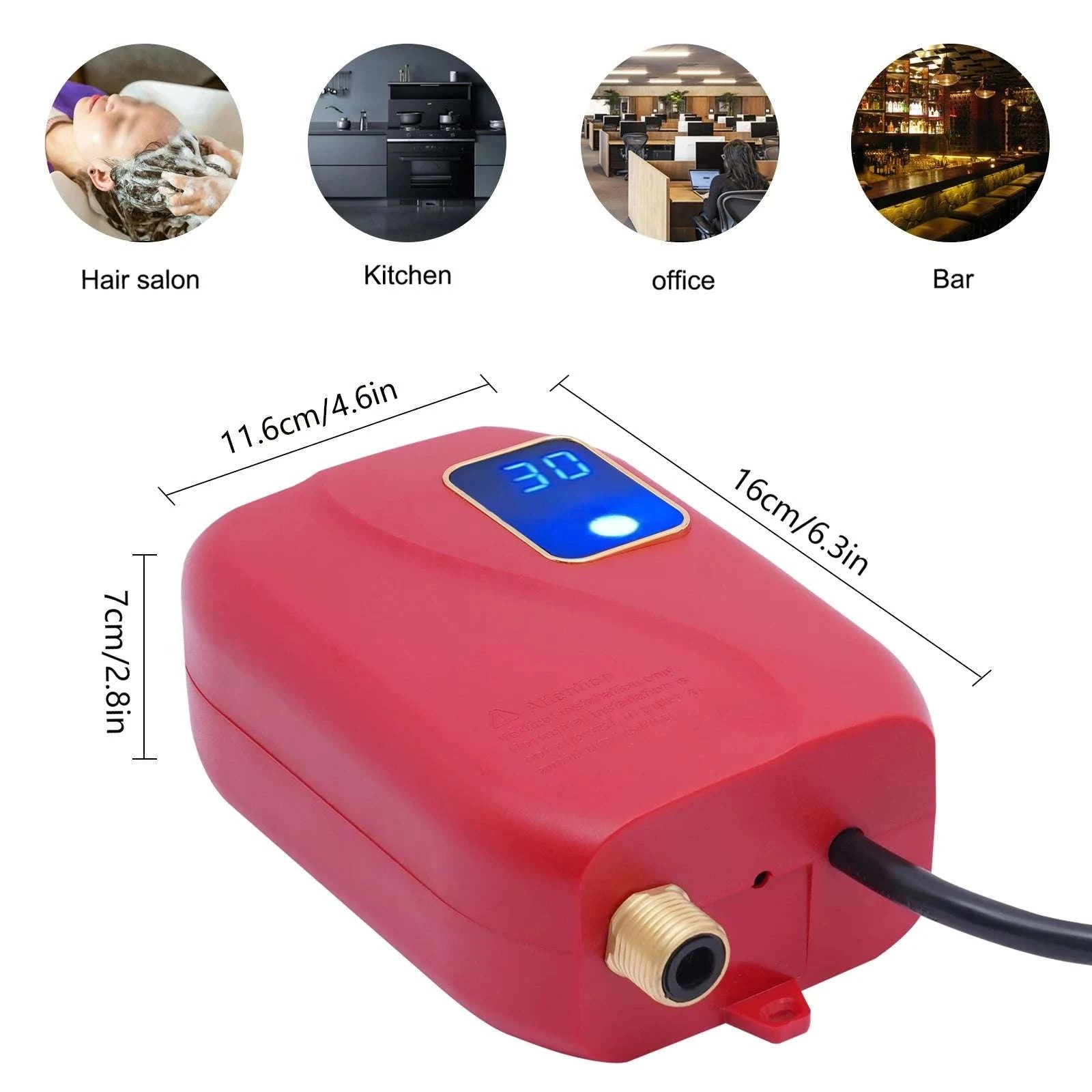 3000W Tankless Water Heater 110V Instant Hot Water with LED-United States / Red / 110V