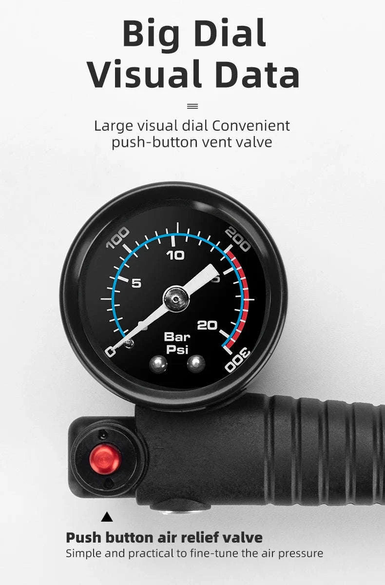 300PSI Bicycle Shock & Tire Pump with Gauge for MTB & Road-42320003001