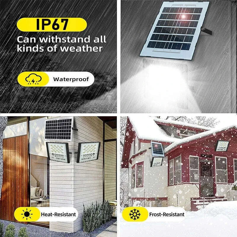 300W LED Solar Street Lights Outdoor Flood Lamp-WHITE / United States