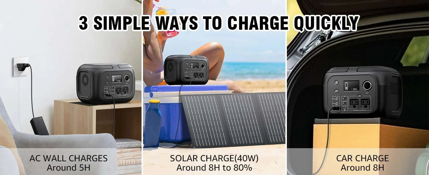 300W Portable Power Station with 40W Solar Panel 260Wh Backup-Black / United States / 110V|US