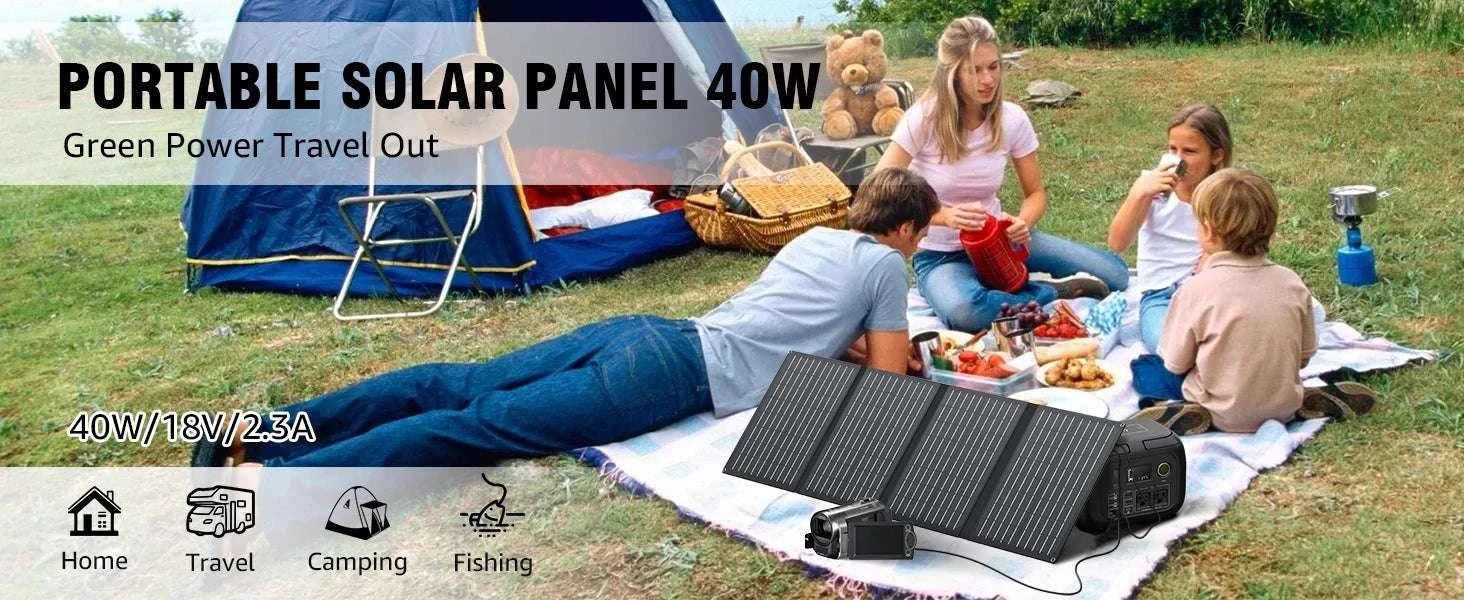 300W Portable Power Station with 40W Solar Panel 260Wh Backup-Black / United States / 110V|US