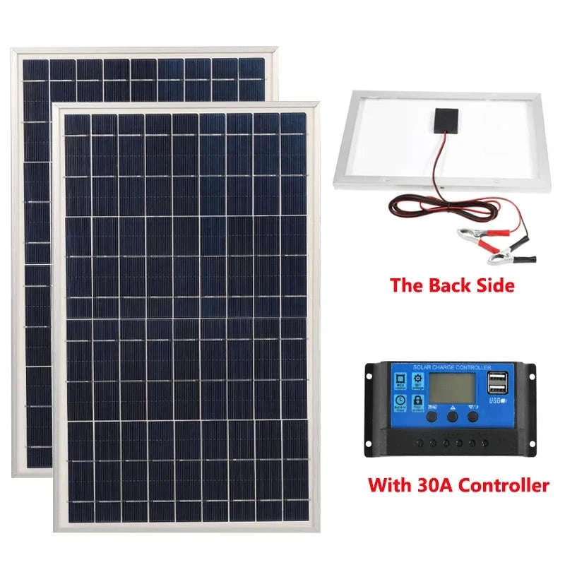 300W Solar Panel Kit – Portable 12V Power for Home, Camping & Outdoor Charging-with 30A controller