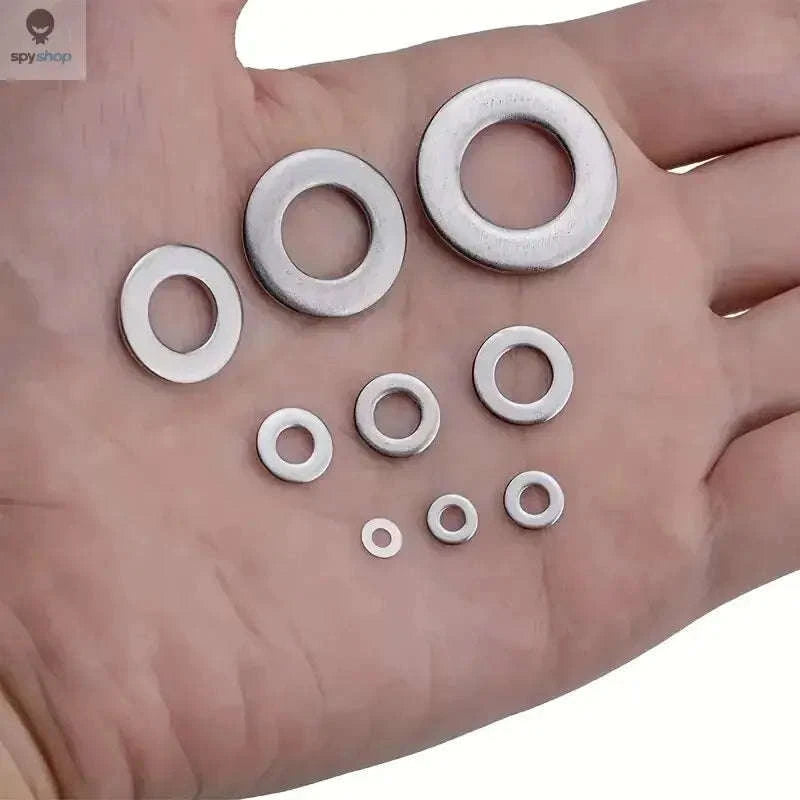 304 Stainless Steel Flat Washers Set – Corrosion‑Resistant, Multi‑Size, Heavy‑Duty Fixing Kit-WHITE / 360Pcs