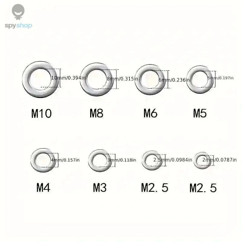 304 Stainless Steel Flat Washers Set – Corrosion‑Resistant, Multi‑Size, Heavy‑Duty Fixing Kit-WHITE / 360Pcs