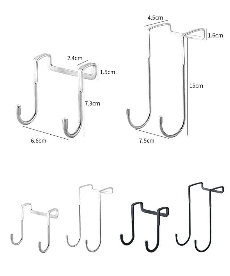 304 Stainless Steel Punch-Free Double S-Hook-Black L