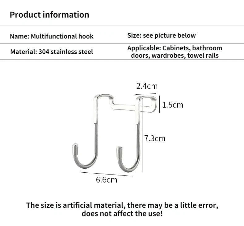 304 Stainless Steel Punch-Free Double S-Hook-Black L