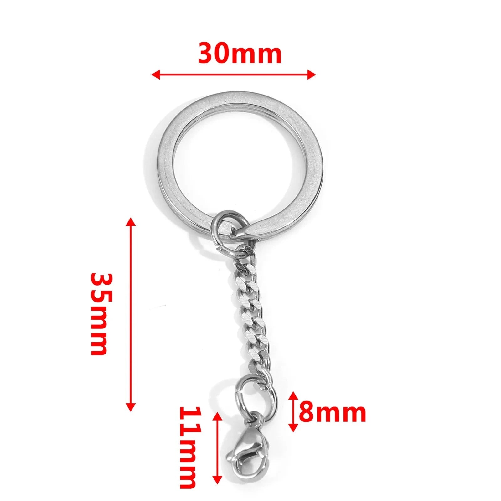 304 Stainless Steel Silver Round Keychain Rings, 30mm, 5pcs-Style3 / 30mm Dia.