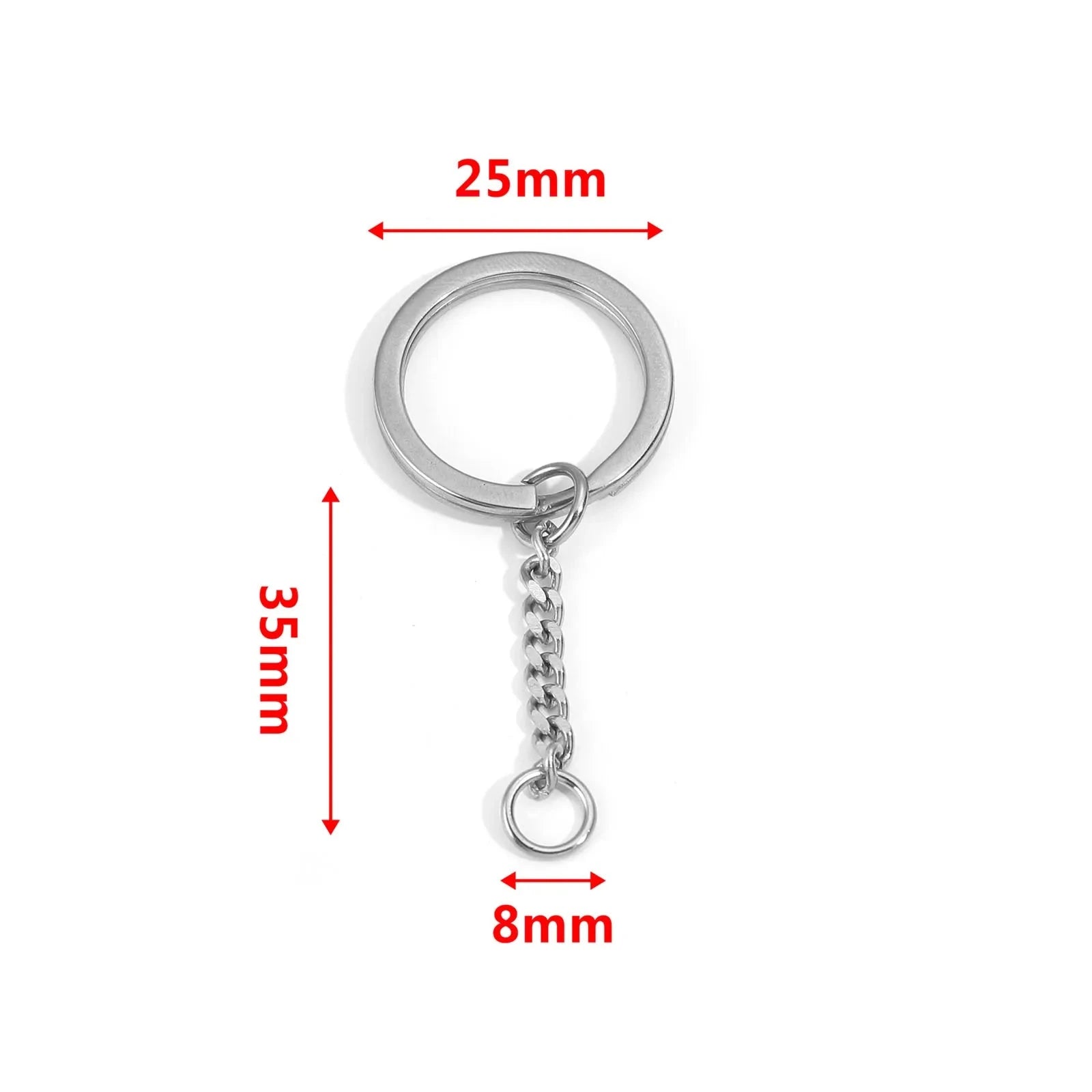 304 Stainless Steel Silver Round Keychain Rings, 30mm, 5pcs-Style3 / 30mm Dia.