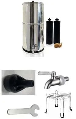 304 Stainless Steel Water Filter System with 2 Carbon Filters, 2.25 Gallon-Silver / United States