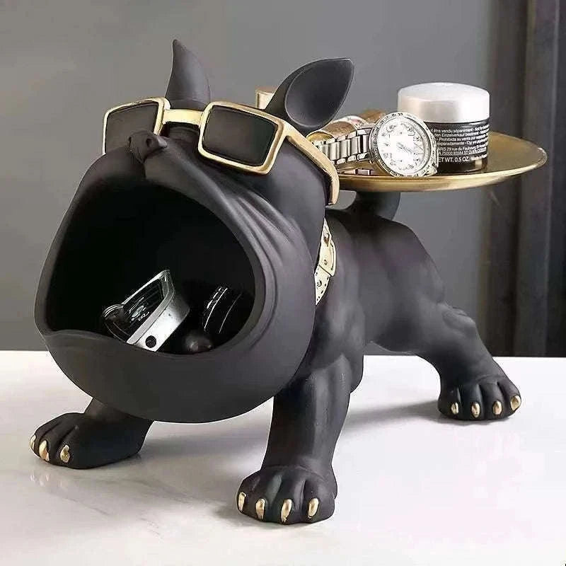 30cm Bulldog Resin Storage Box Organizer for Home Decor-D