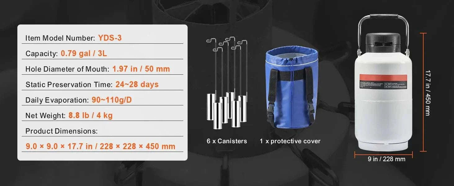 30L Liquid Nitrogen Tank Dewar with Long Storage Time & Canisters-3L / spain