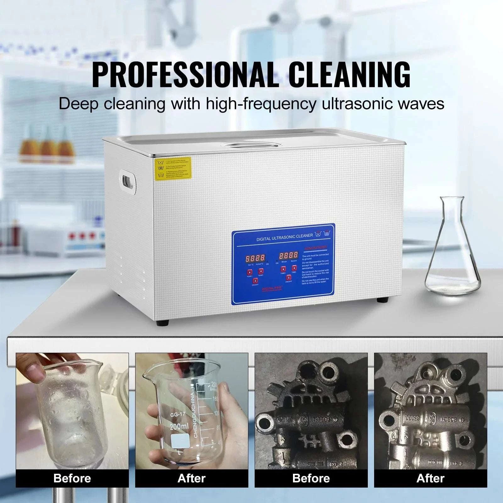 30L Ultrasonic Cleaner with Heater & Timer for Deep Precision Cleaning-30L / CZECH REPUBLIC