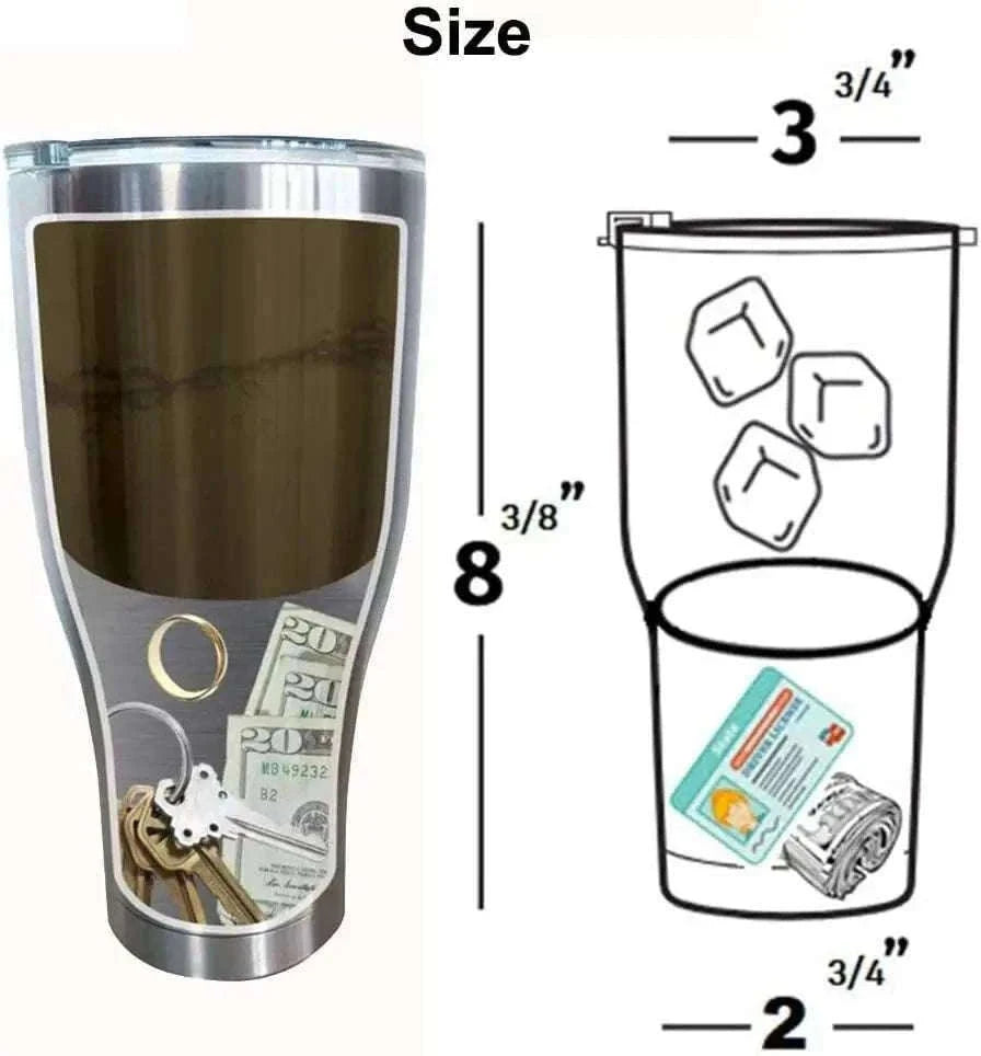 30oz Stainless Steel Tumbler Safe with Hidden Storage Compartment-Default Title