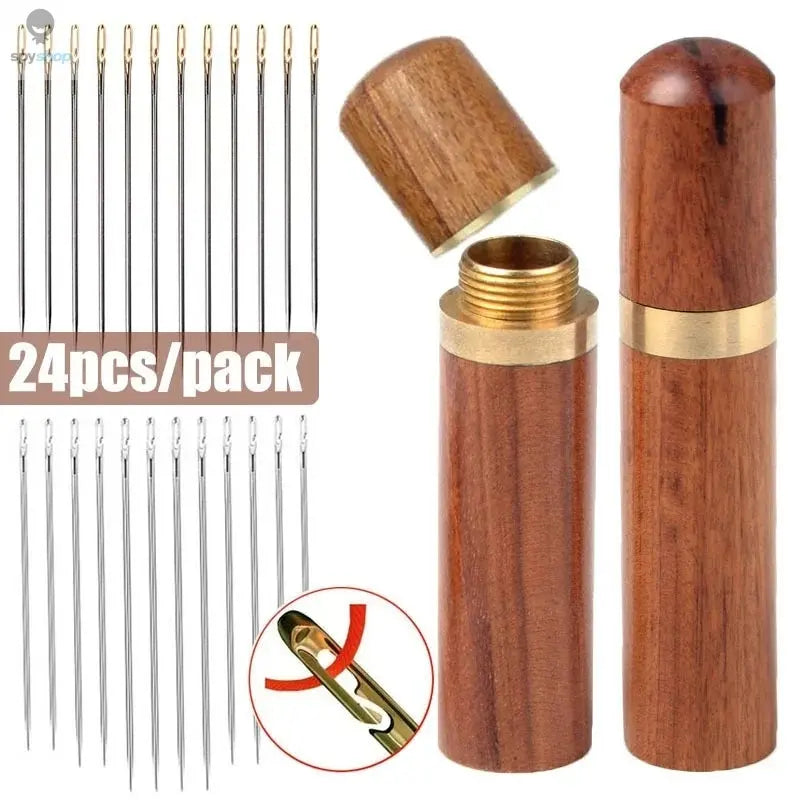 30pcs Blind Sewing Needle Elderly Stainless Steel Quick Automatic Self-Threading Needle Stitching Pins DIY Punch Needle Threader Spy-shop.com