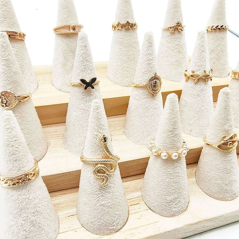 30pcs Mixed Style Ring Set – Pearl & Silver Designs-mix size(15mm-19mm) / silver color 30pcs