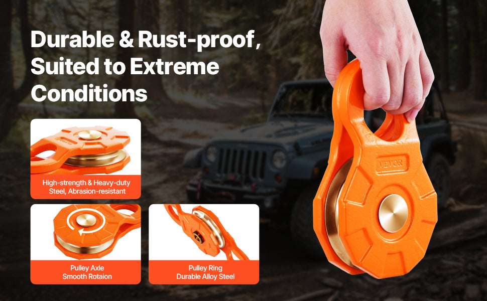 30T Snatch Block Pulley for Winch Recovery 0.4–0.55" Rope-30T / United States