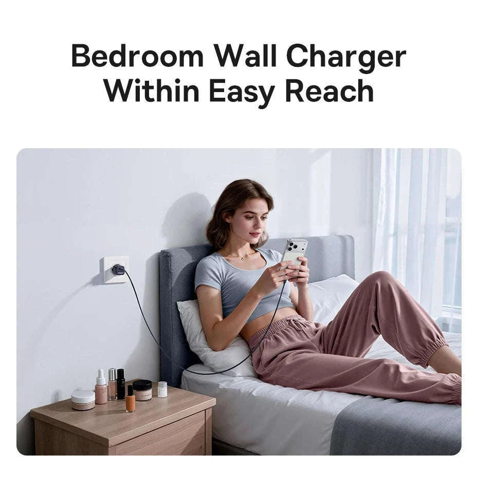 30W GaN USB-C Fast Charger PD 3.0 for iPhone & Tablets-EU Plug White
