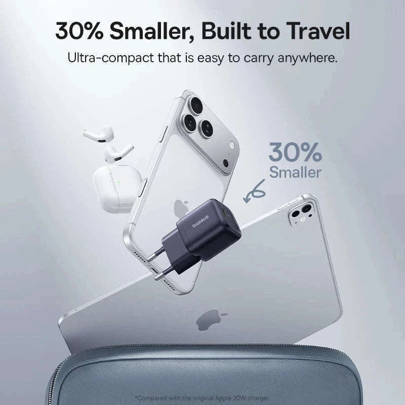30W GaN USB-C Fast Charger PD 3.0 for iPhone & Tablets-EU Plug White