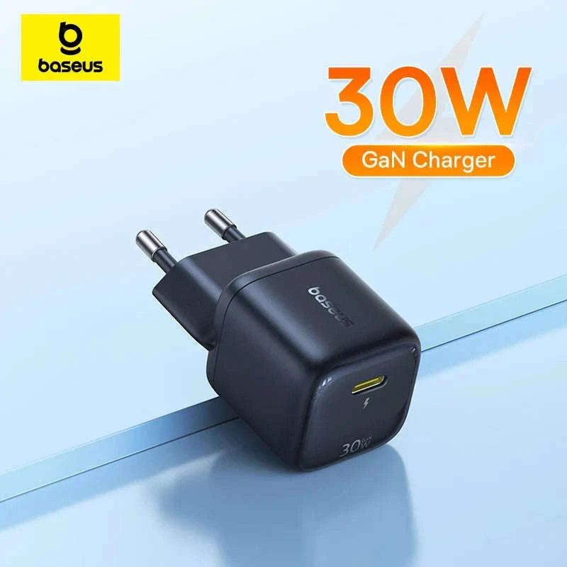 30W GaN USB-C Fast Charger PD 3.0 for iPhone & Tablets-EU Plug White