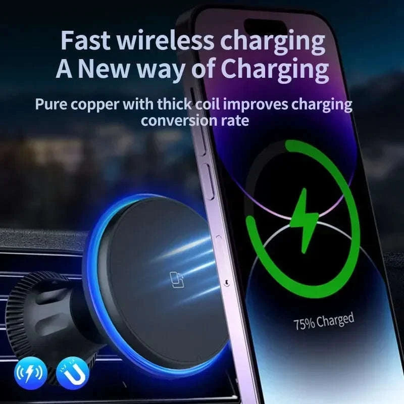 30W Magnetic Car Wireless Charger with RGB Lighting-RGB With Cable