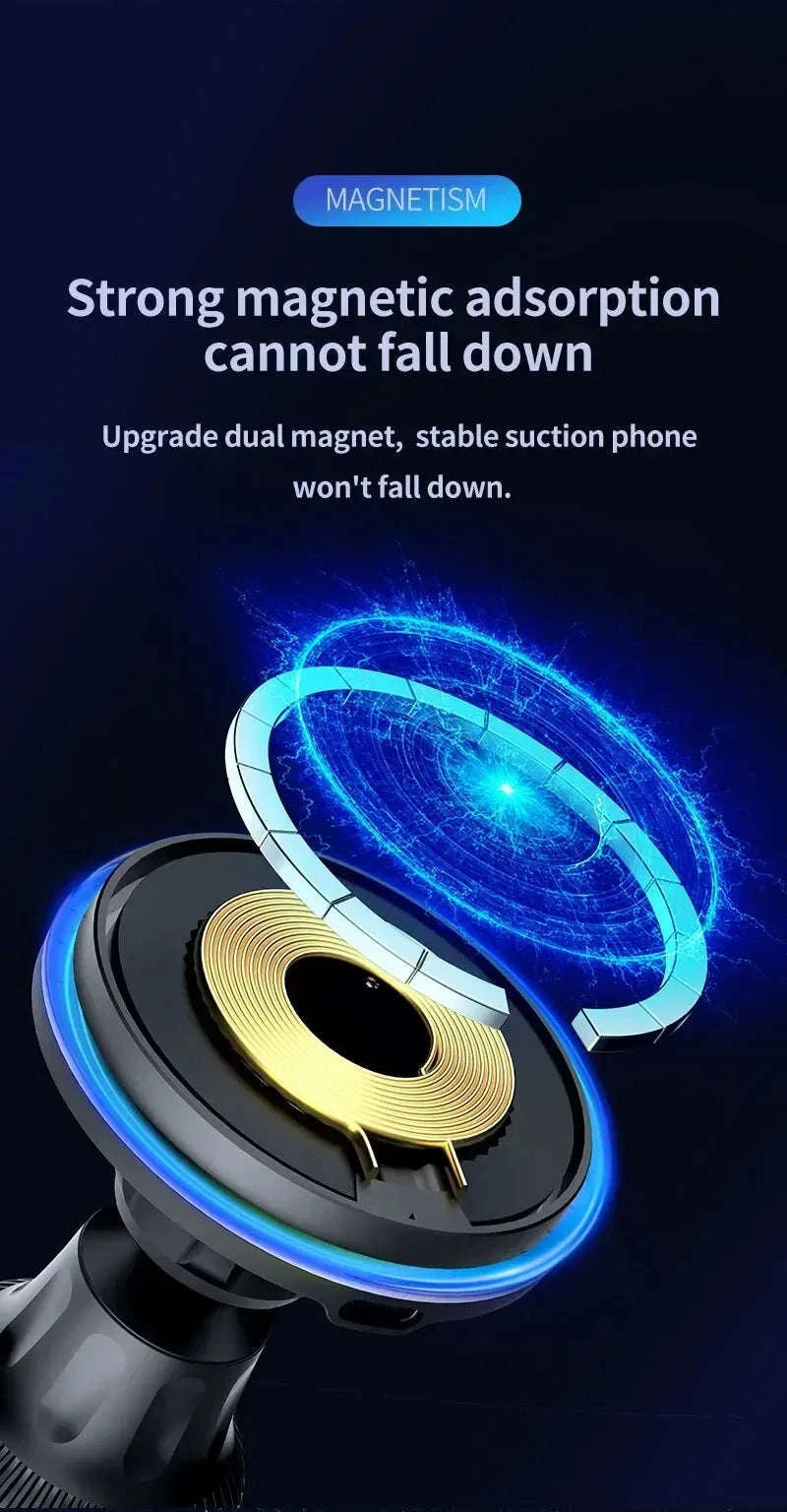 30W Magnetic Car Wireless Charger with RGB Lighting-RGB With Cable