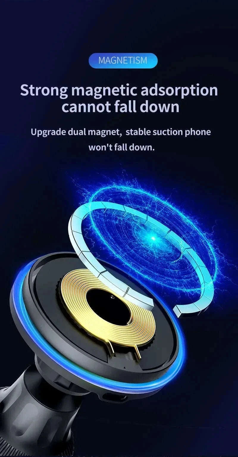 30W Magnetic Car Wireless Charger with RGB Lighting-RGB With Cable