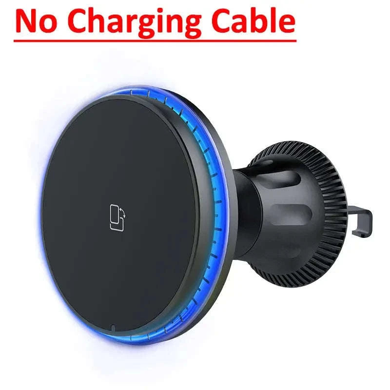 30W Magnetic Car Wireless Charger with RGB Lighting-RGB With Cable