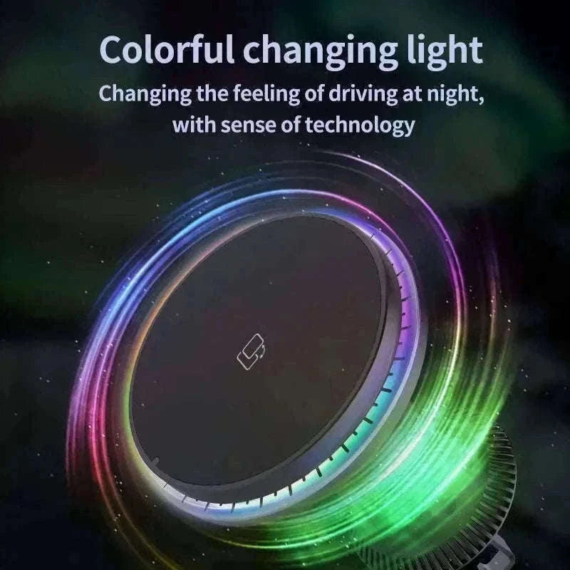 30W Magnetic Car Wireless Charger with RGB Lighting-RGB With Cable