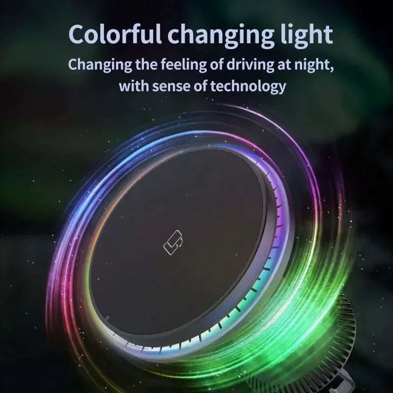 30W Magnetic Car Wireless Charger with RGB Lighting-RGB With Cable