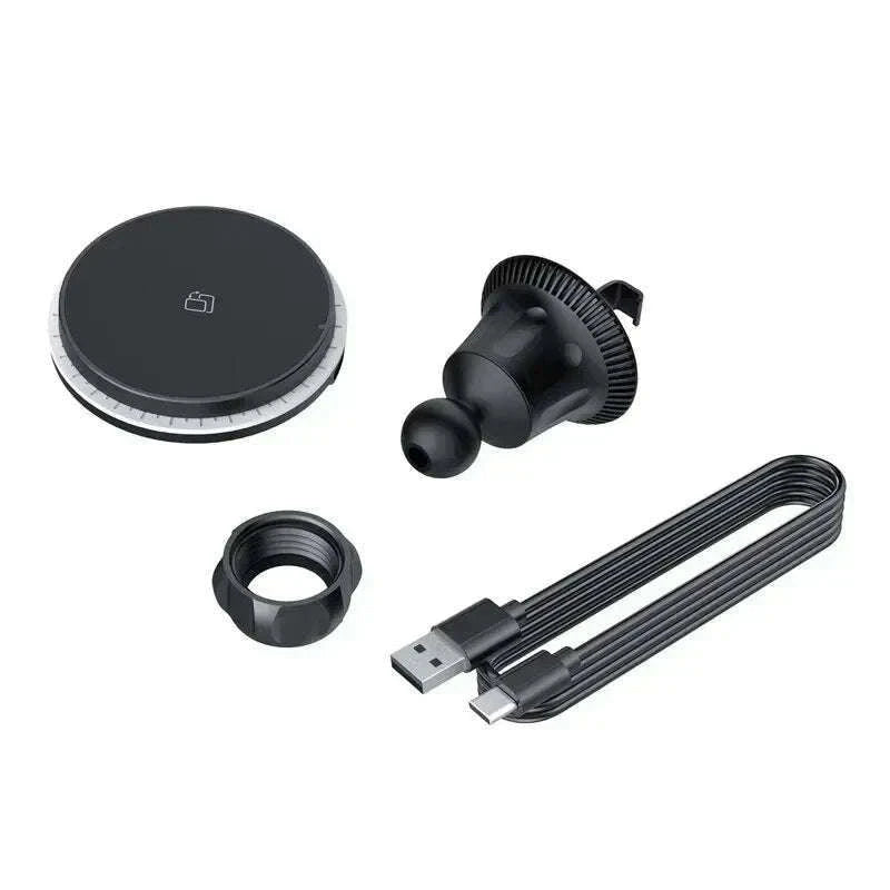 30W Magnetic Car Wireless Charger with RGB Lighting-RGB With Cable