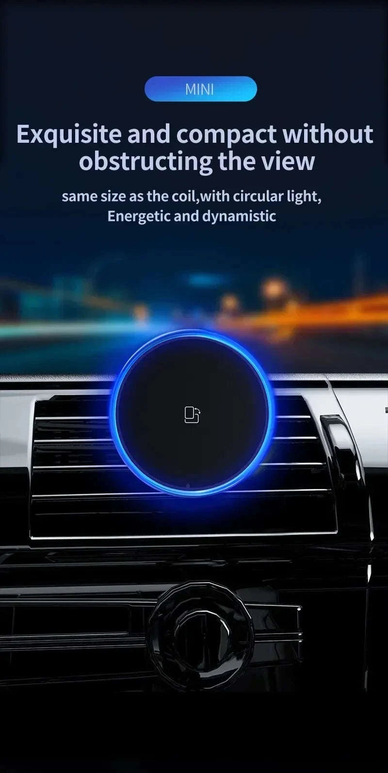 30W Magnetic Car Wireless Charger with RGB Lighting-RGB With Cable