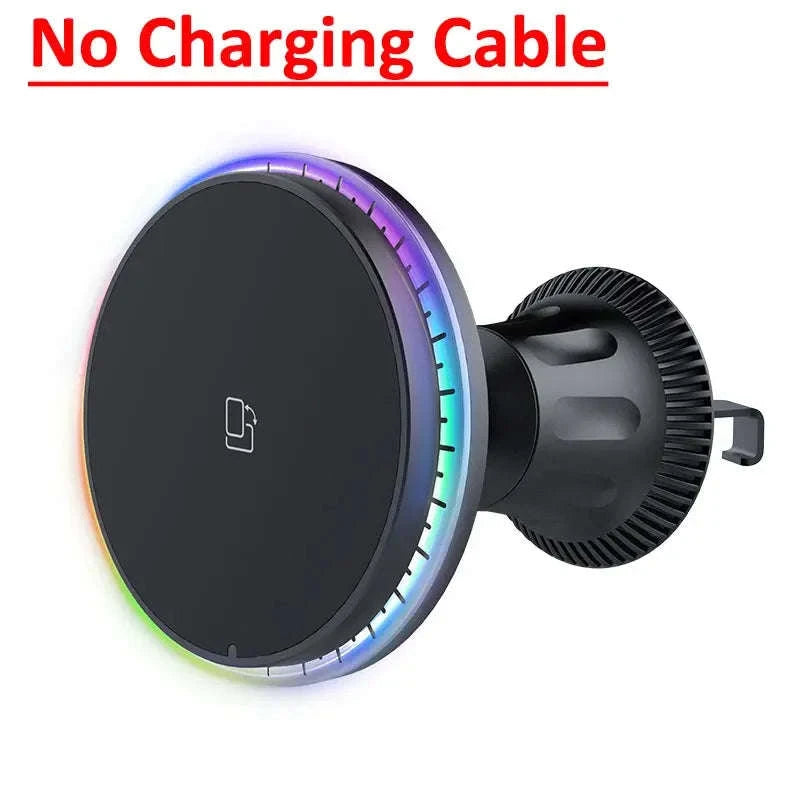 30W Magnetic Car Wireless Charger with RGB Lighting-RGB With Cable