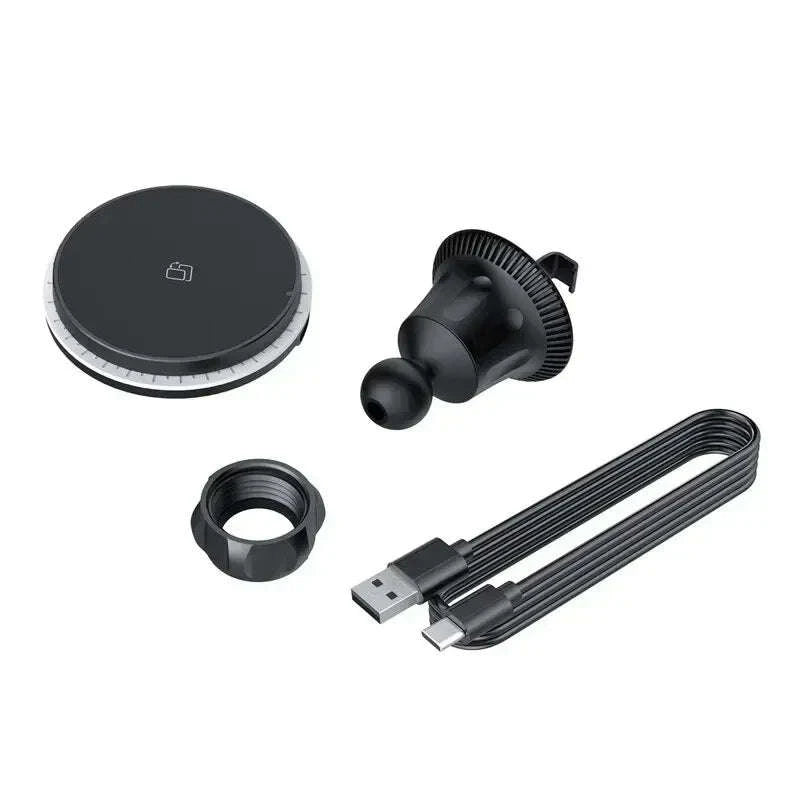 30W Magnetic Car Wireless Charger with RGB Lighting-RGB With Cable