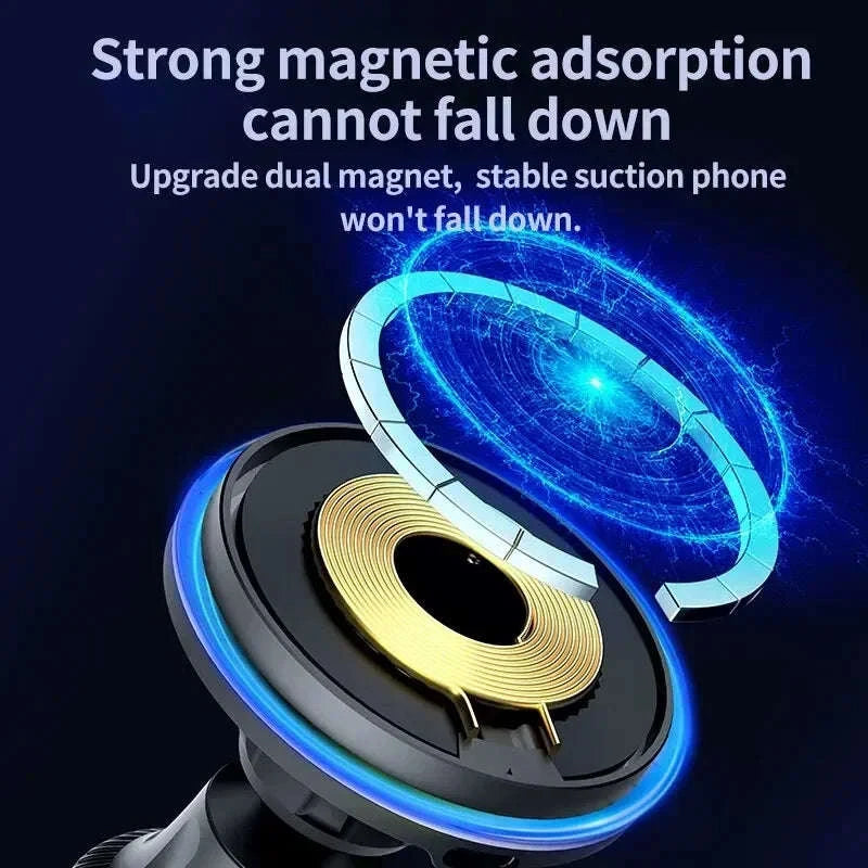 30W Magnetic Car Wireless Charger with RGB Lighting-RGB With Cable