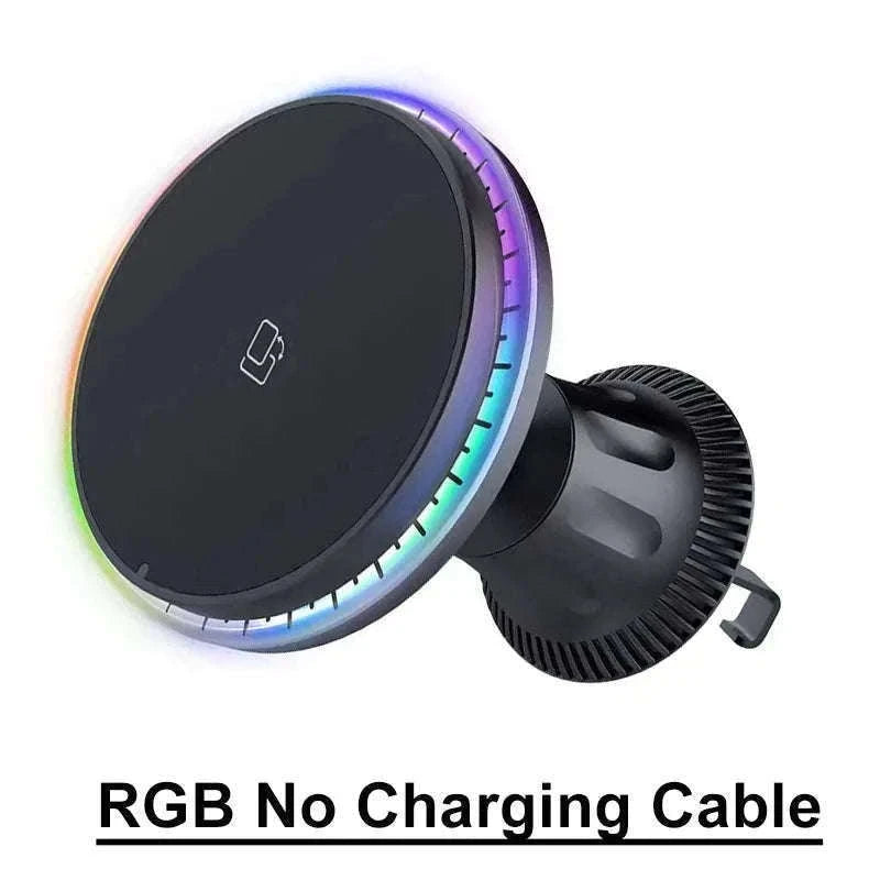 30W Magnetic Car Wireless Charger with RGB Lighting-RGB With Cable