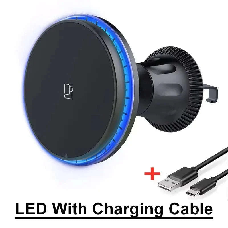 30W Magnetic Car Wireless Charger with RGB Lighting-RGB With Cable