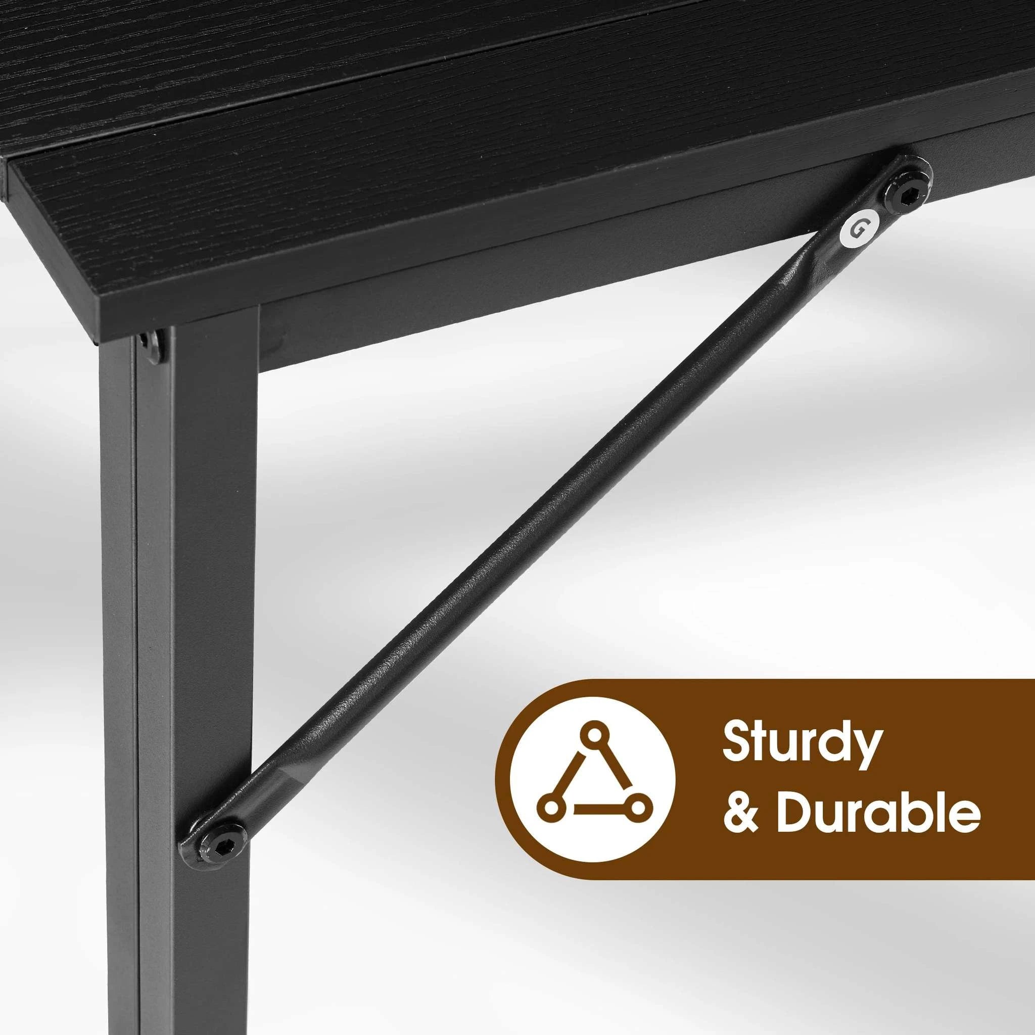 31.5" Folding Office Desk Compact Wooden Workstation with Metal Frame-