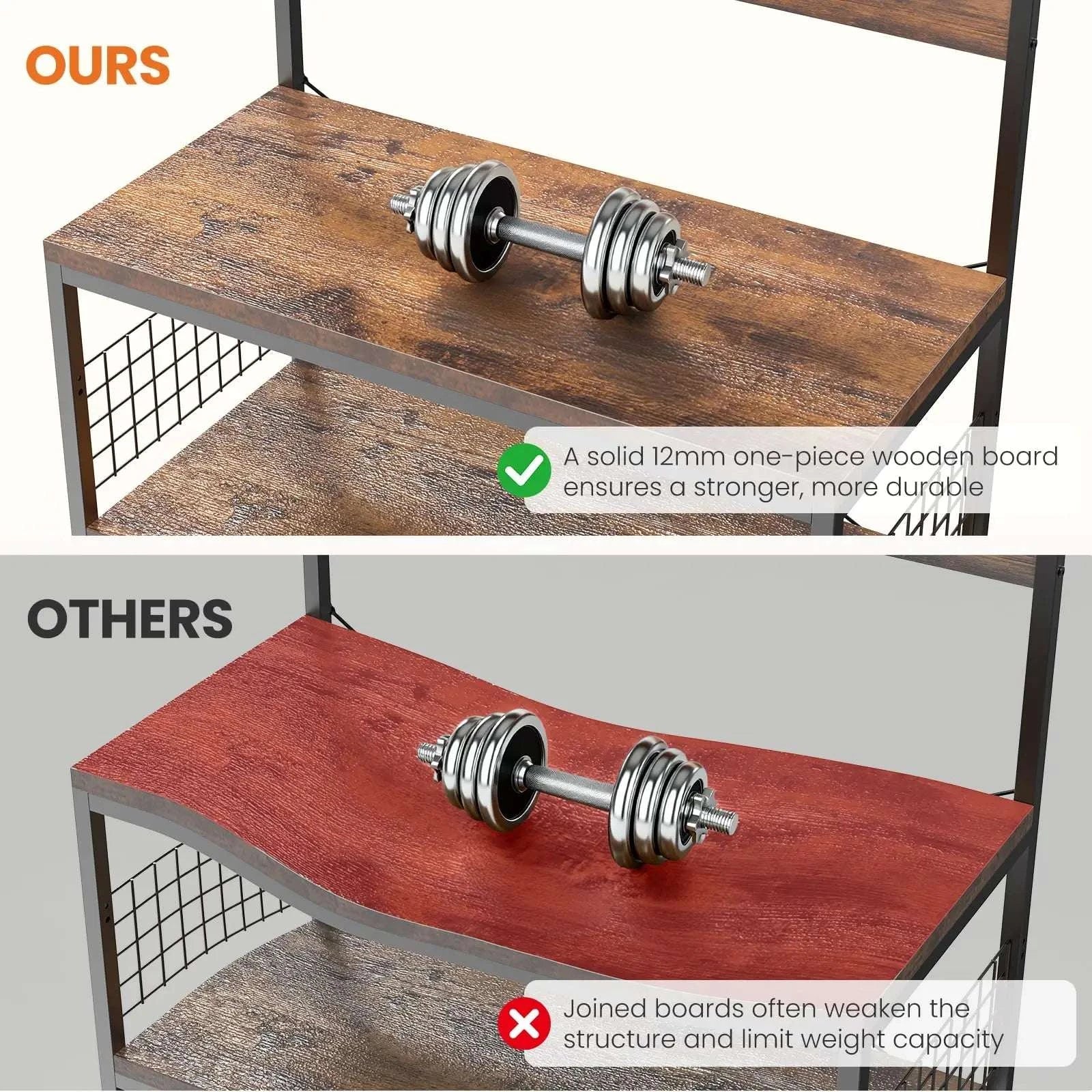31.5" Kitchen Bakers Rack with Power Outlet & 4-Tier Storage-31.5IN RUST / United States