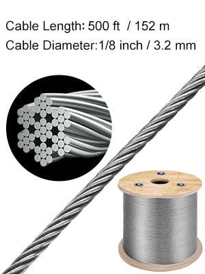 316 Stainless Steel Wire Rope 500 Ft 1/8 in 7x7-152M x 3.2MM / Germany