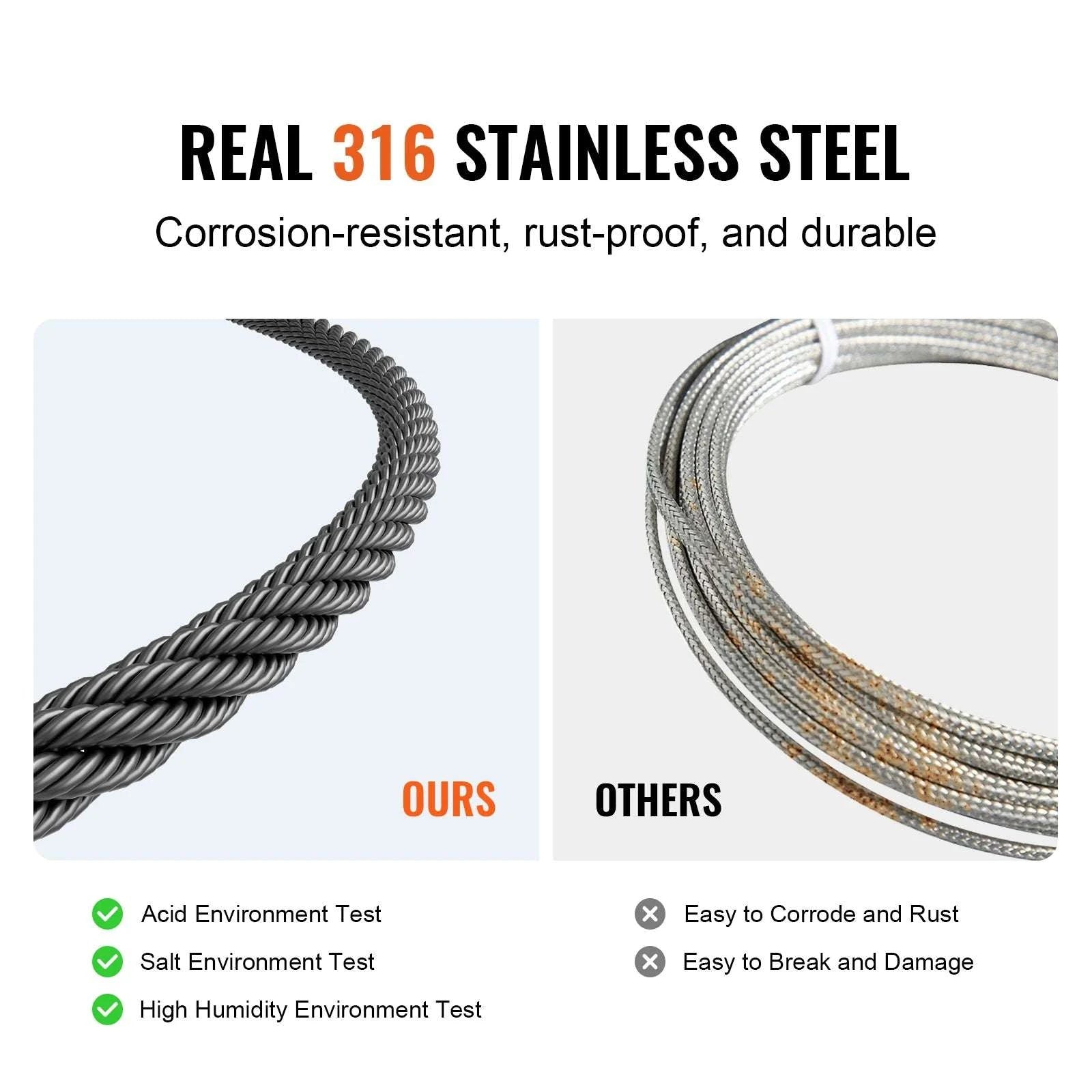 316 Stainless Steel Wire Rope Kit 500ft with Cutter & Gloves-500ft / United States