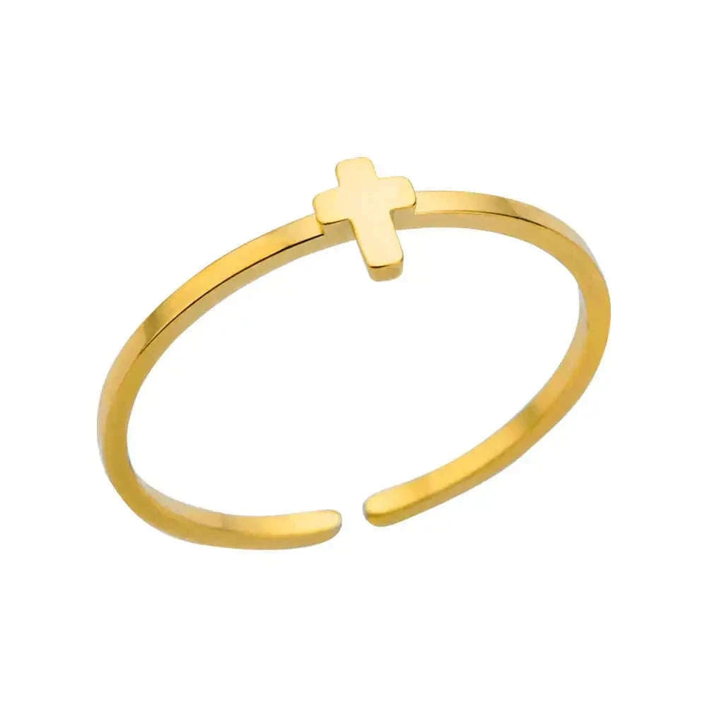 316L Stainless Steel Gold Ring for Women and Couples-JZ3111P-4 / Diameter 17mm / Gold color