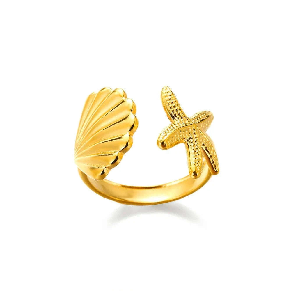 316L Stainless Steel Gold Ring for Women and Couples-JZ3111P-4 / Diameter 17mm / Gold color