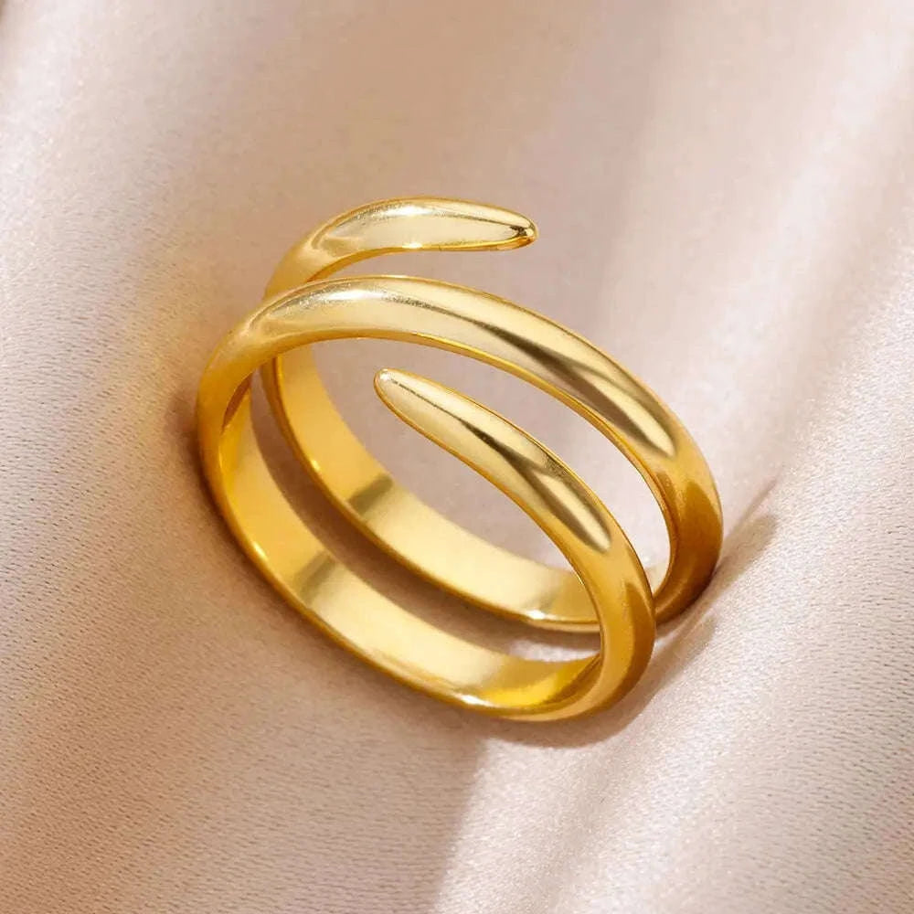 316L Stainless Steel Gold Ring for Women and Couples-JZ3111P-4 / Diameter 17mm / Gold color