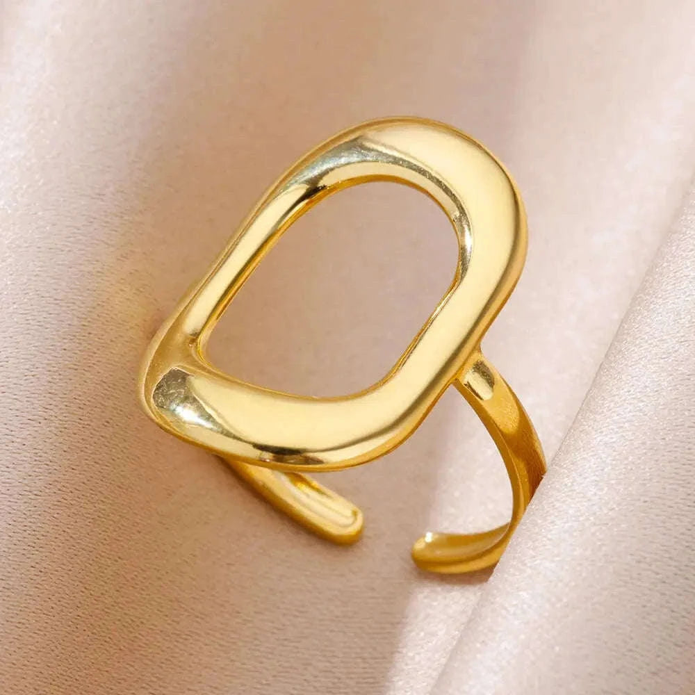 316L Stainless Steel Gold Ring for Women and Couples-JZ3111P-4 / Diameter 17mm / Gold color